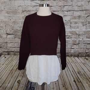Club Monaco Sweater Top Size M Burgundy/White